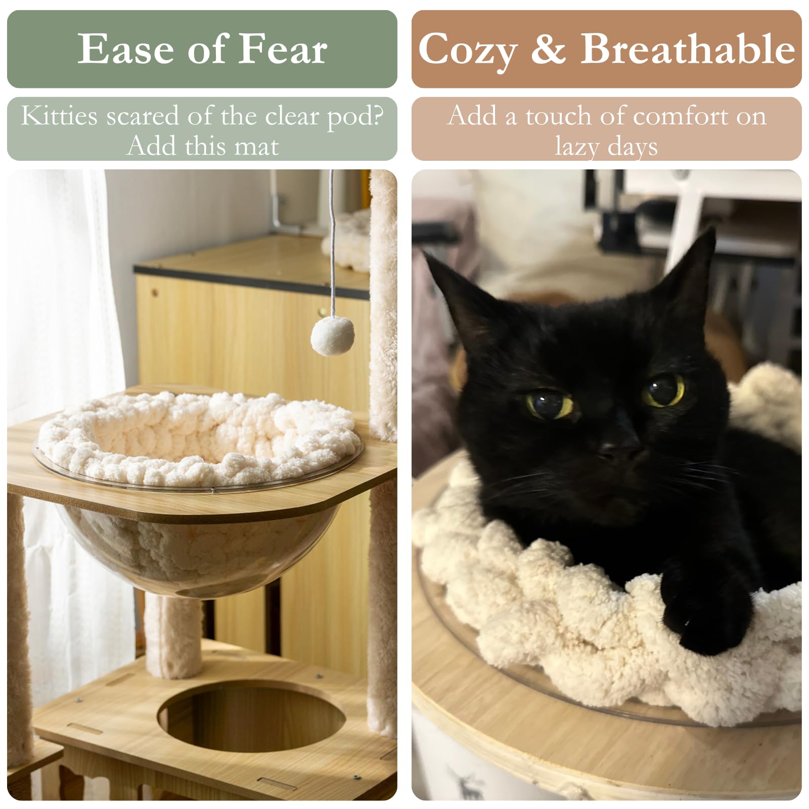 Urnat Cat Knitted Bed Mat oatmeal kneading-friendly surface encourages comfort.