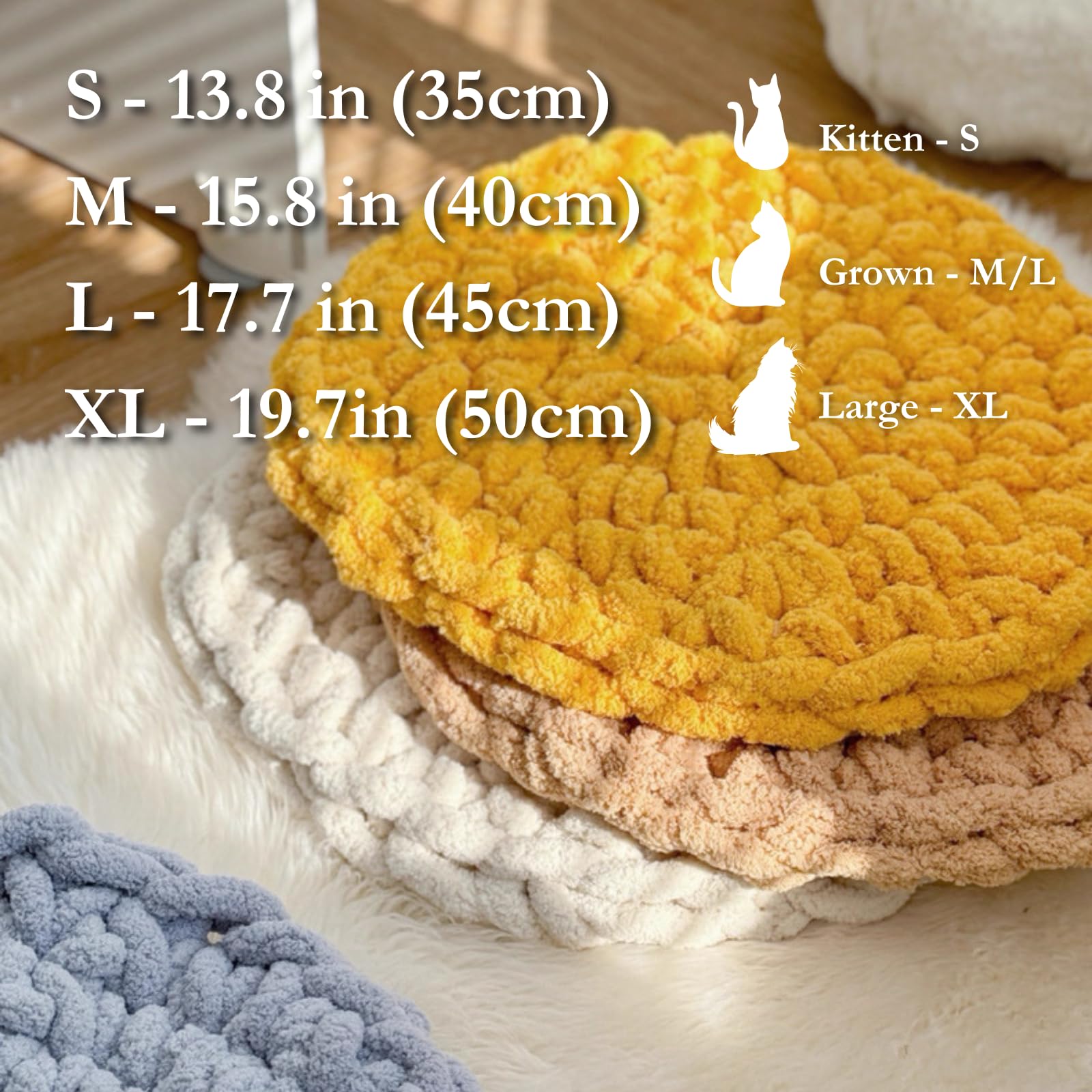 Urnat Cat Knitted Bed Mat oatmeal packaging shows soft, durable warmth.