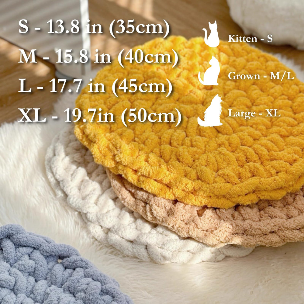 Urnat Cat Knitted Bed Mat oatmeal packaging shows soft, durable warmth.