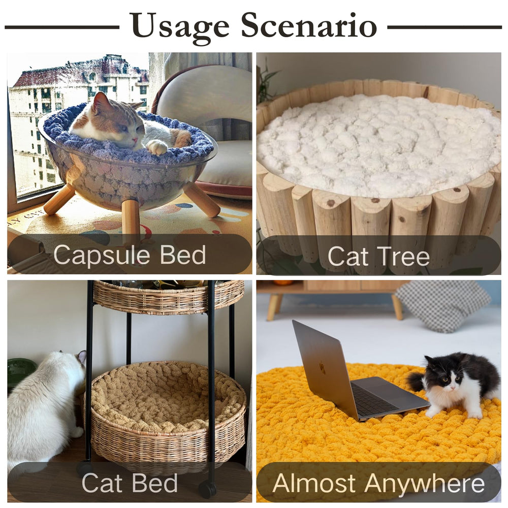 Urnat Cat Knitted Bed Mat oatmeal soft lounge spot for kittens.