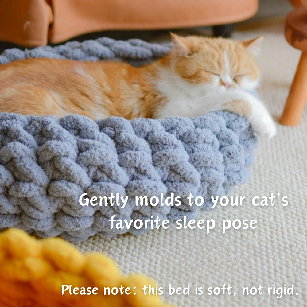 Urnat cat nest bed cloud white large front view shows enveloping shelter.