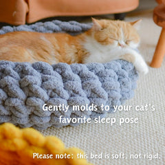 Urnat cat nest bed cloud white large front view shows enveloping shelter.
