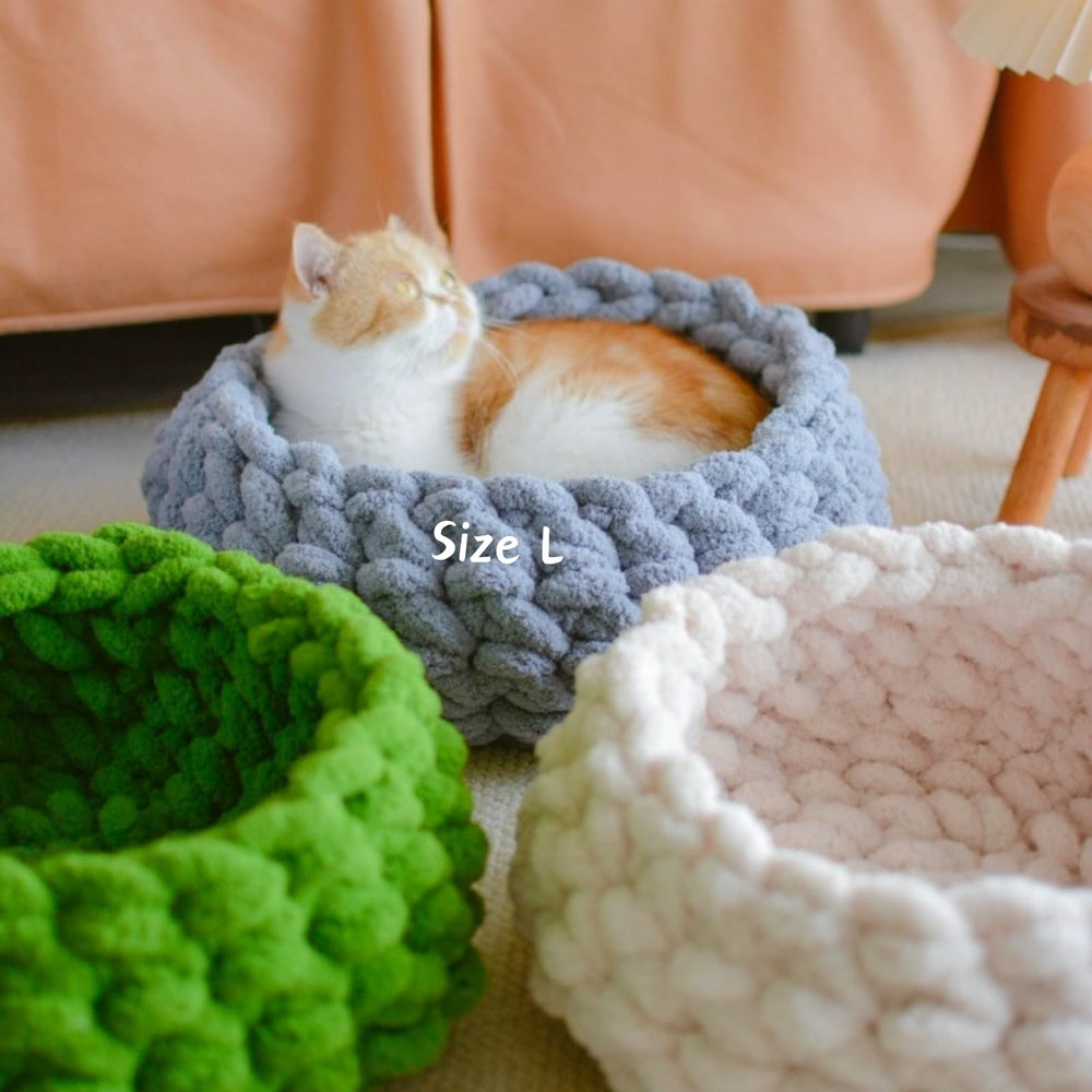 Urnat cat nest bed handwoven detail highlights craft and warmth.