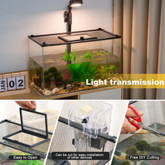 Uross aquarium lid anti-jump mesh demonstrates soft-touch protection for safe fish.