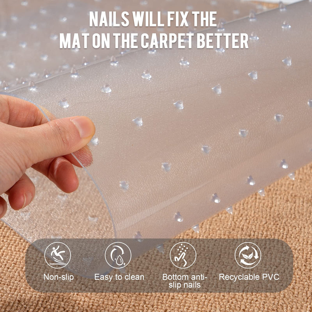 Uross textured backing provides stability, reducing sliding on carpeted floors.