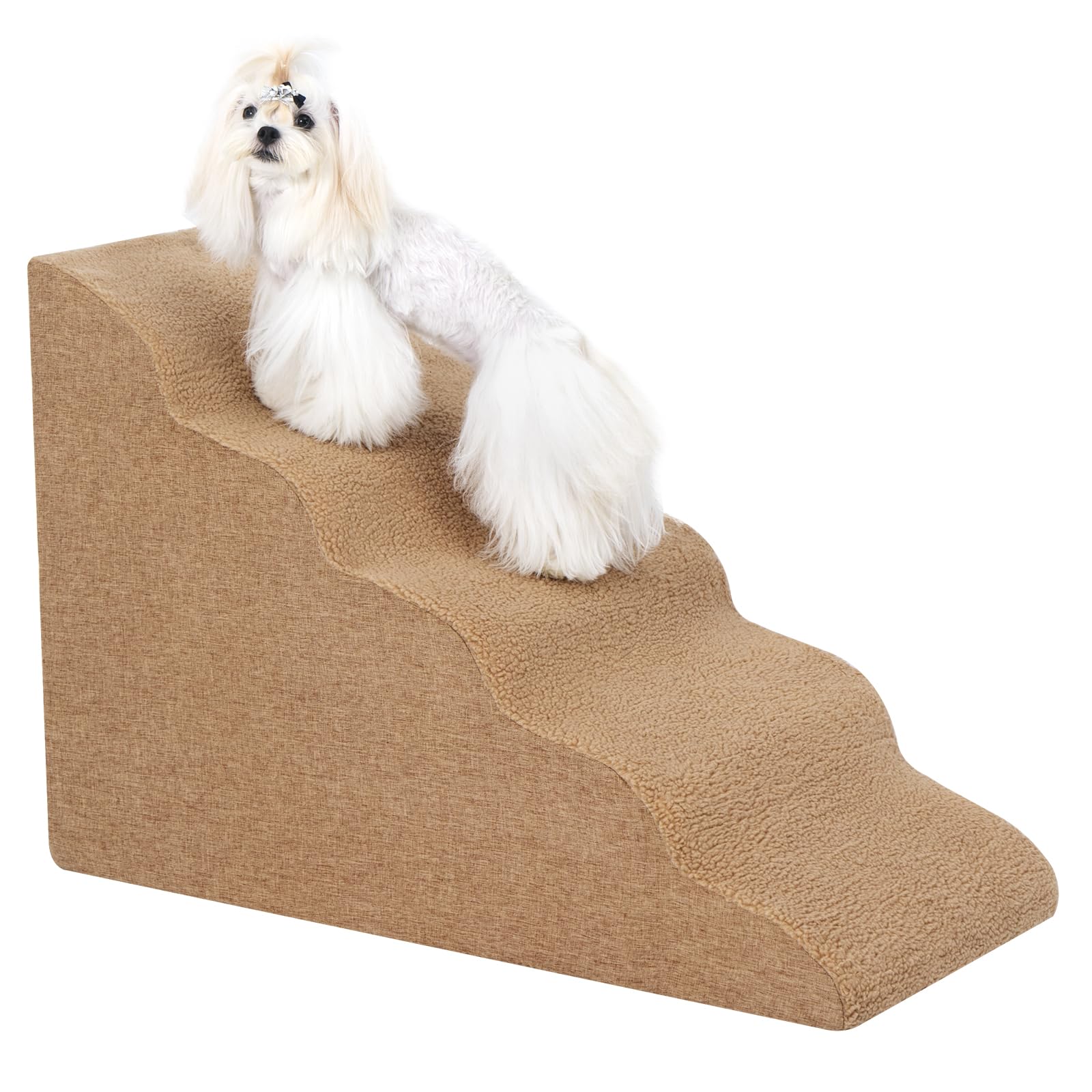 Uross dog stairs 5-steps foam aid easy bed access for small dogs.