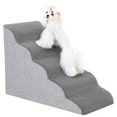 Uross dog stairs gray five-step side view helps small dogs reach the bed