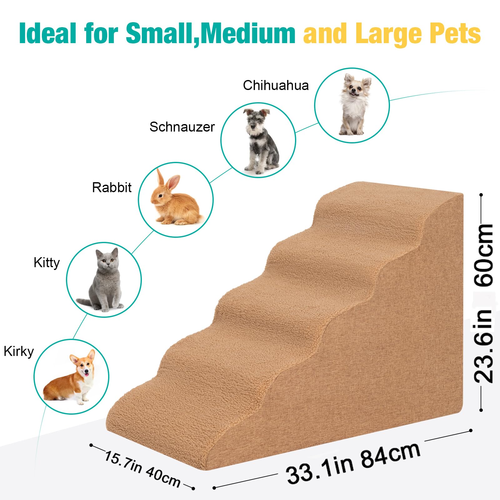 Uross dog stairs anti-slip bottom prevents slipping during climbs.