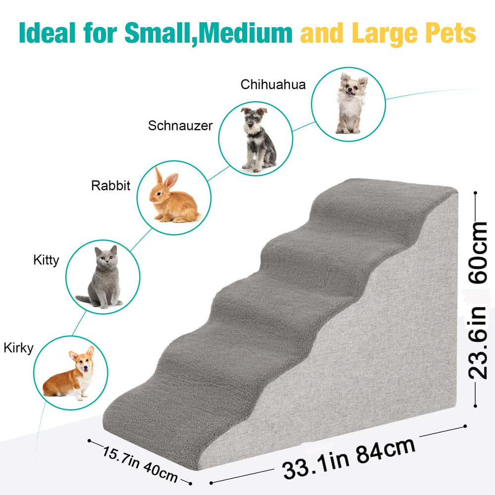 Uross dog stairs gray top view shows wide steps for easy footing