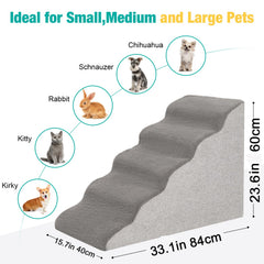 Uross dog stairs gray top view shows wide steps for easy footing
