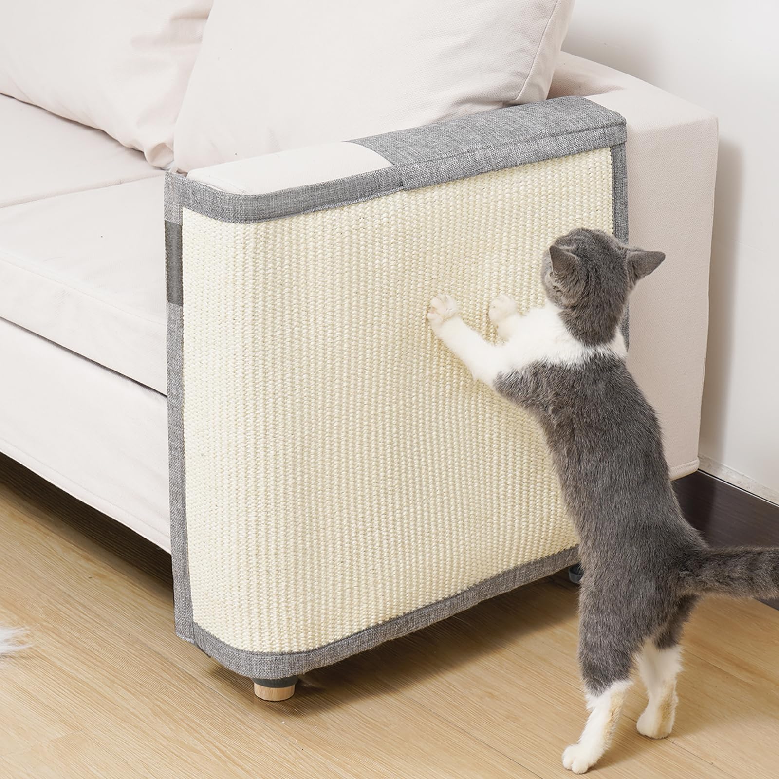 Uross natural sisal cat couch protector left cover shields arms from scratches.