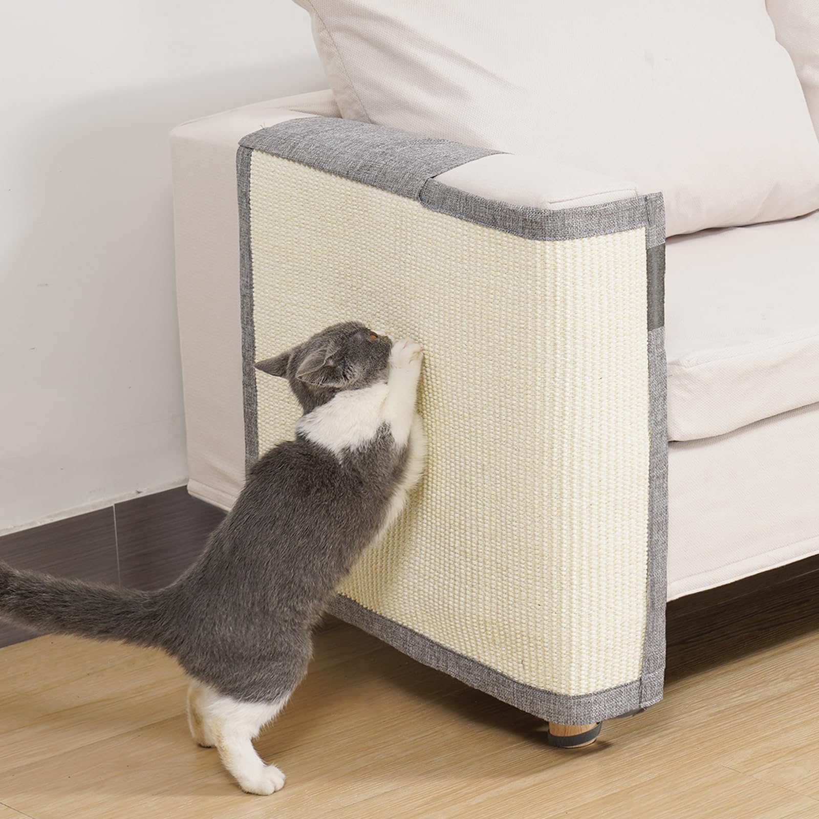 Uross natural sisal cat couch protector close up shows durable anti scratch fibers