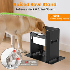 URPOWER 14.2-inch raised bowl eases bending for large breeds.