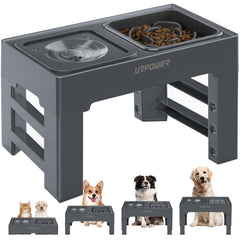 URPOWER 2-in-1 elevated slow feeder bowl stand puppy setup promotes gentle meals.
