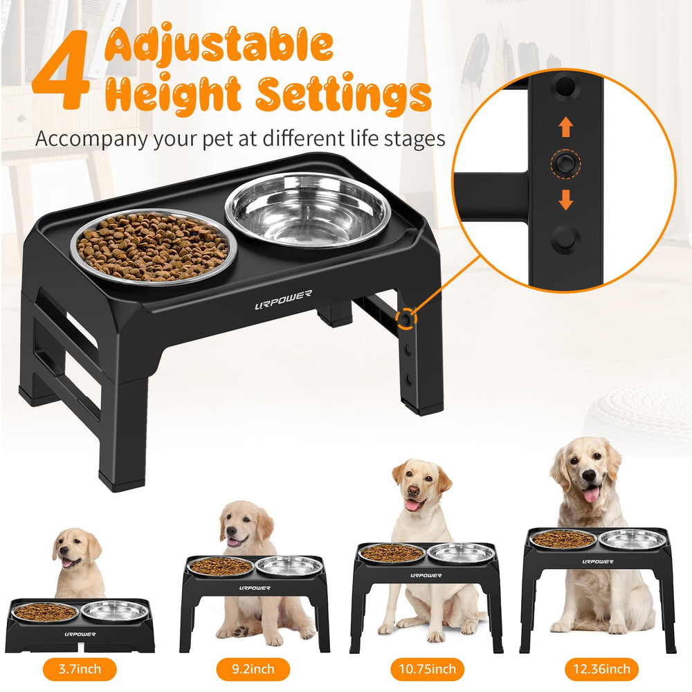 URPOWER 4-height setup demonstrating adjustable heights for growing dogs