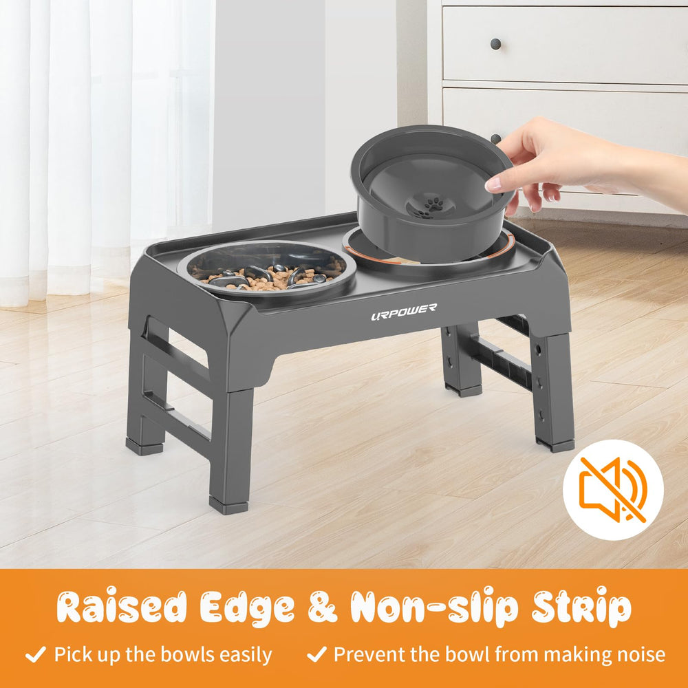 URPOWER four-height adjustable stand adapts for different dog sizes.