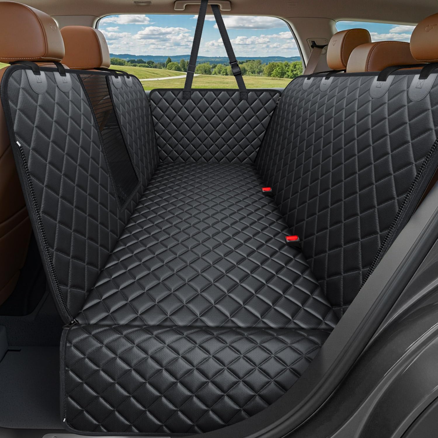 URPOWER 5-in-1 dog car seat cover hammock protects back seat during trips