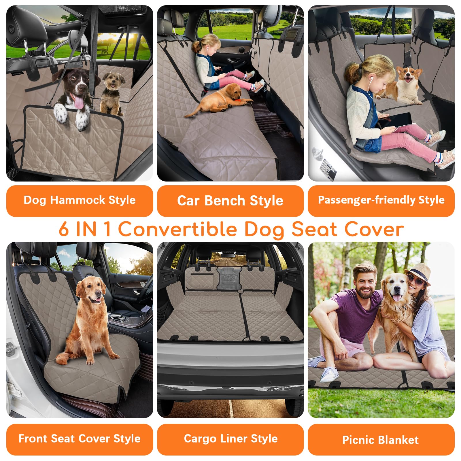 URPOWER 6-in-1 dog car seat cover mesh window highlights air circulation for pets