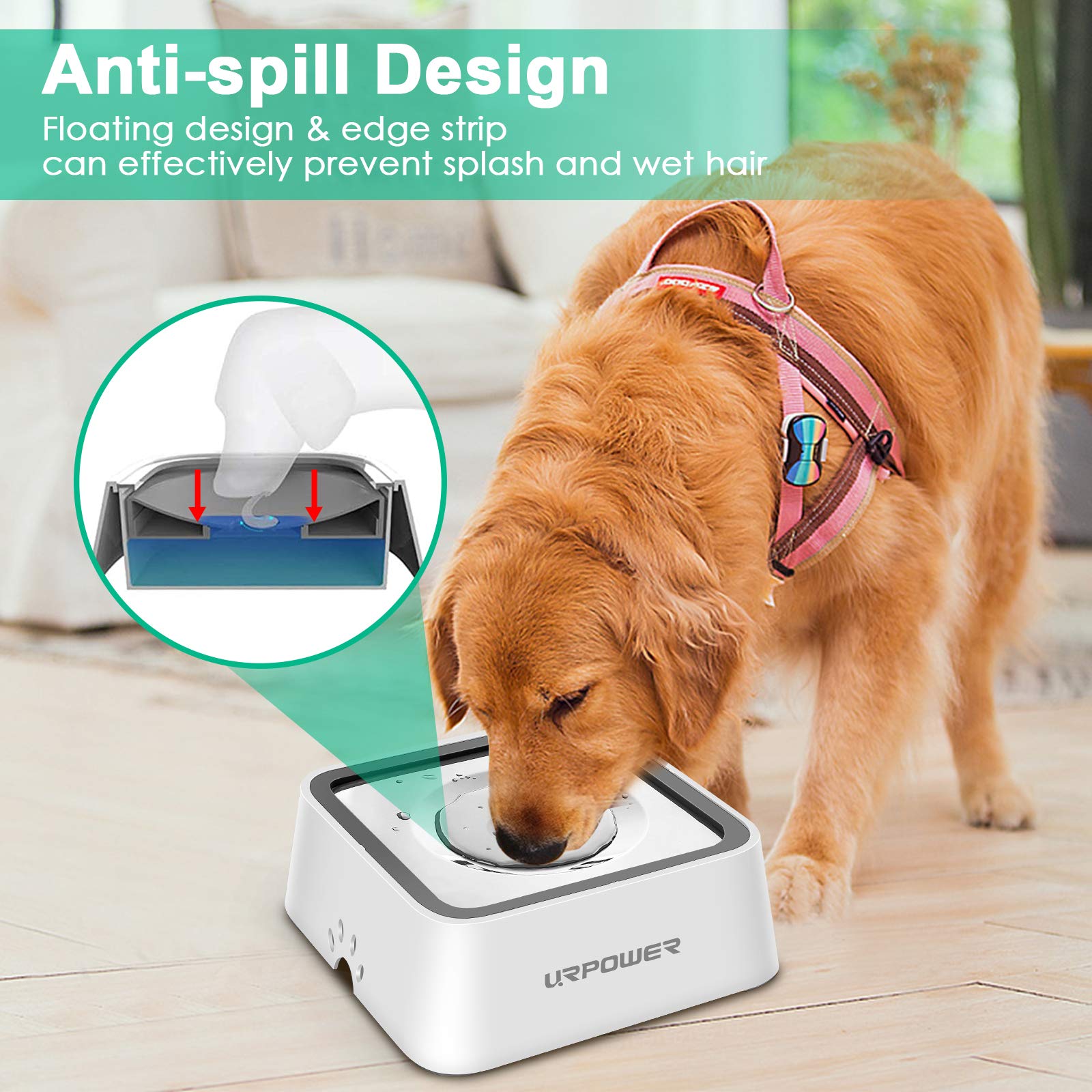 URPOWER anti-spill rim design keeps floors dry during use.