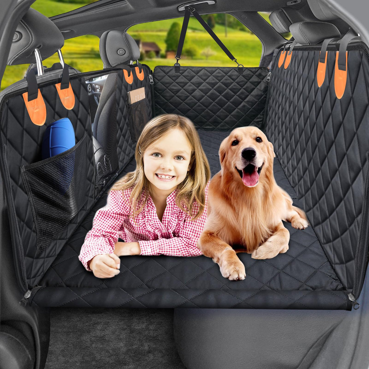 URPOWER back seat extender assembly-ready view demonstrates quick setup for pet comfort.