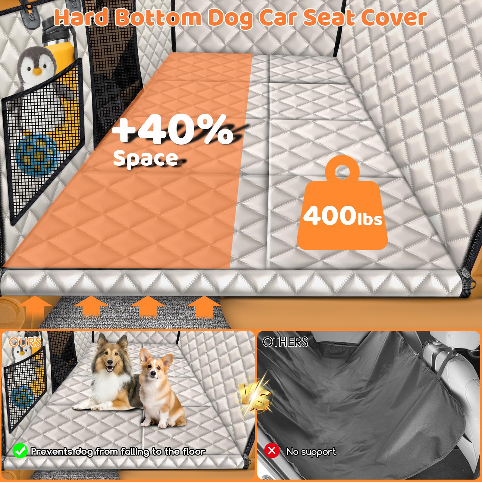 URPOWER backseat extender mesh window improves airflow and reduces pet anxiety