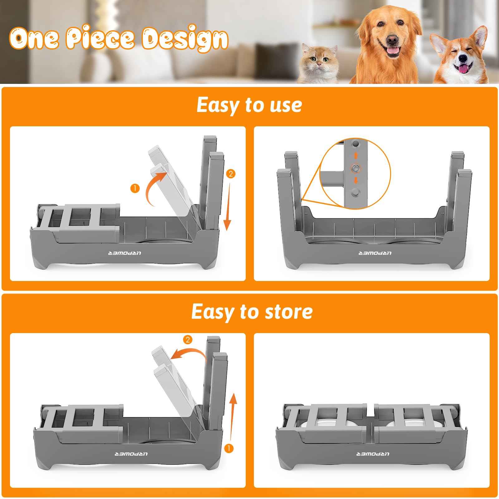 URPOWER collapsible legs for easy storage between uses.