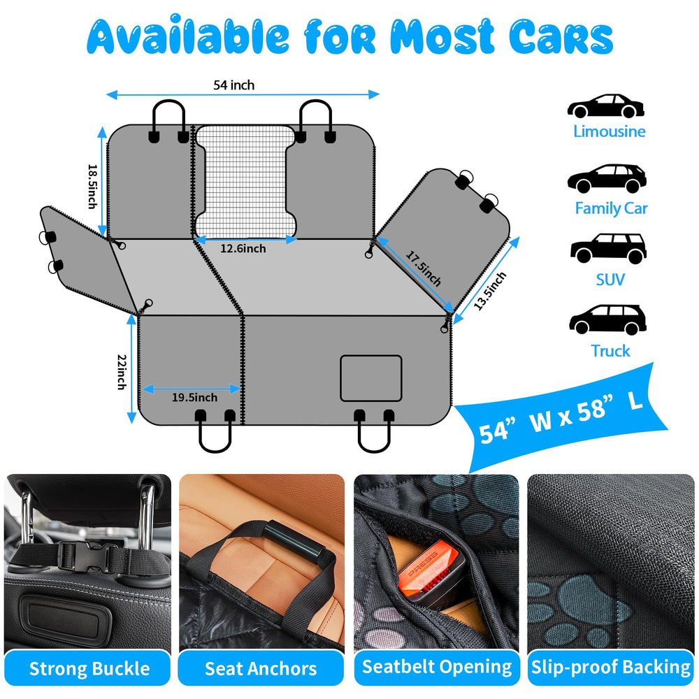 URPOWER dog car seat cover non-slip backing keeps the cover in place.