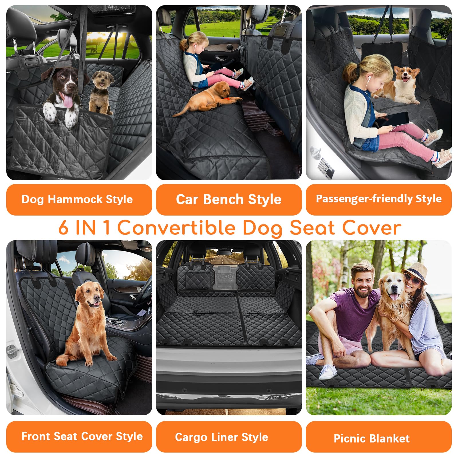 URPOWER dog car seat cover with mesh visual window improves airflow and monitoring.