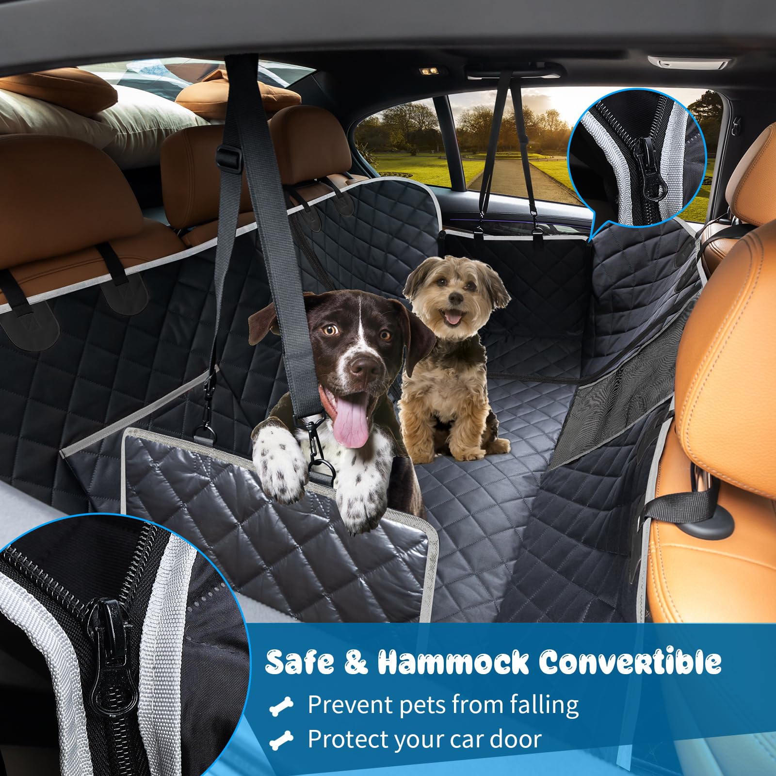 URPOWER dog car seat cover side flaps protect doors and prevent accidents