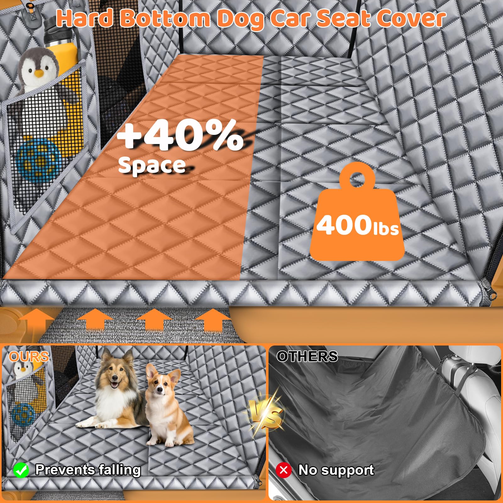 URPOWER dog hammock offers full coverage to protect seats from dirt and scratches.