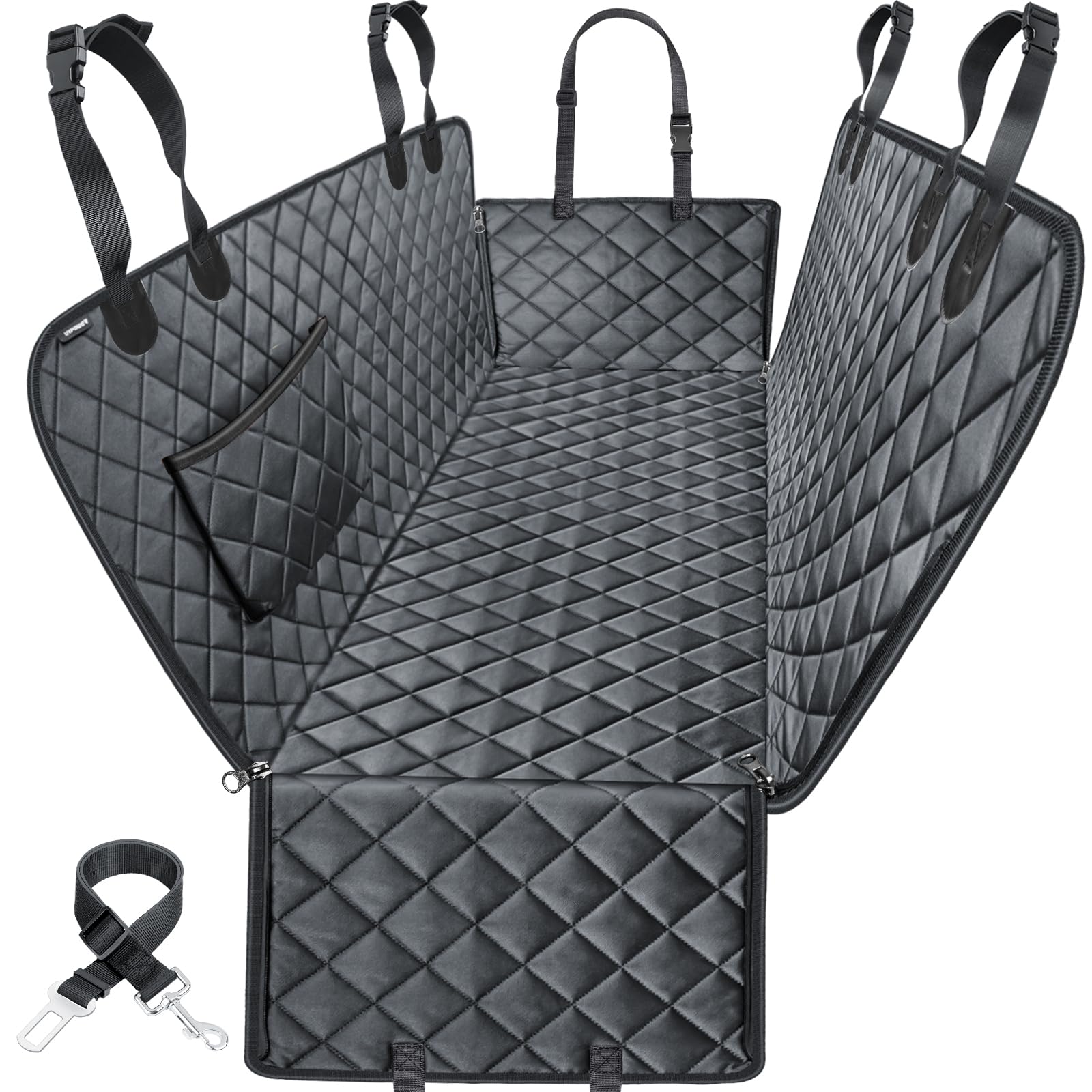 URPOWER dog seat cover hammock with side flaps protects backseat from scratches during car rides