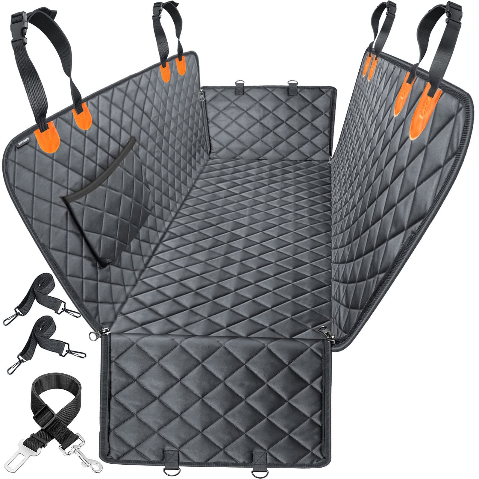 URPOWER dog seat cover hammock with side flaps protecting backseat and doors on muddy trips