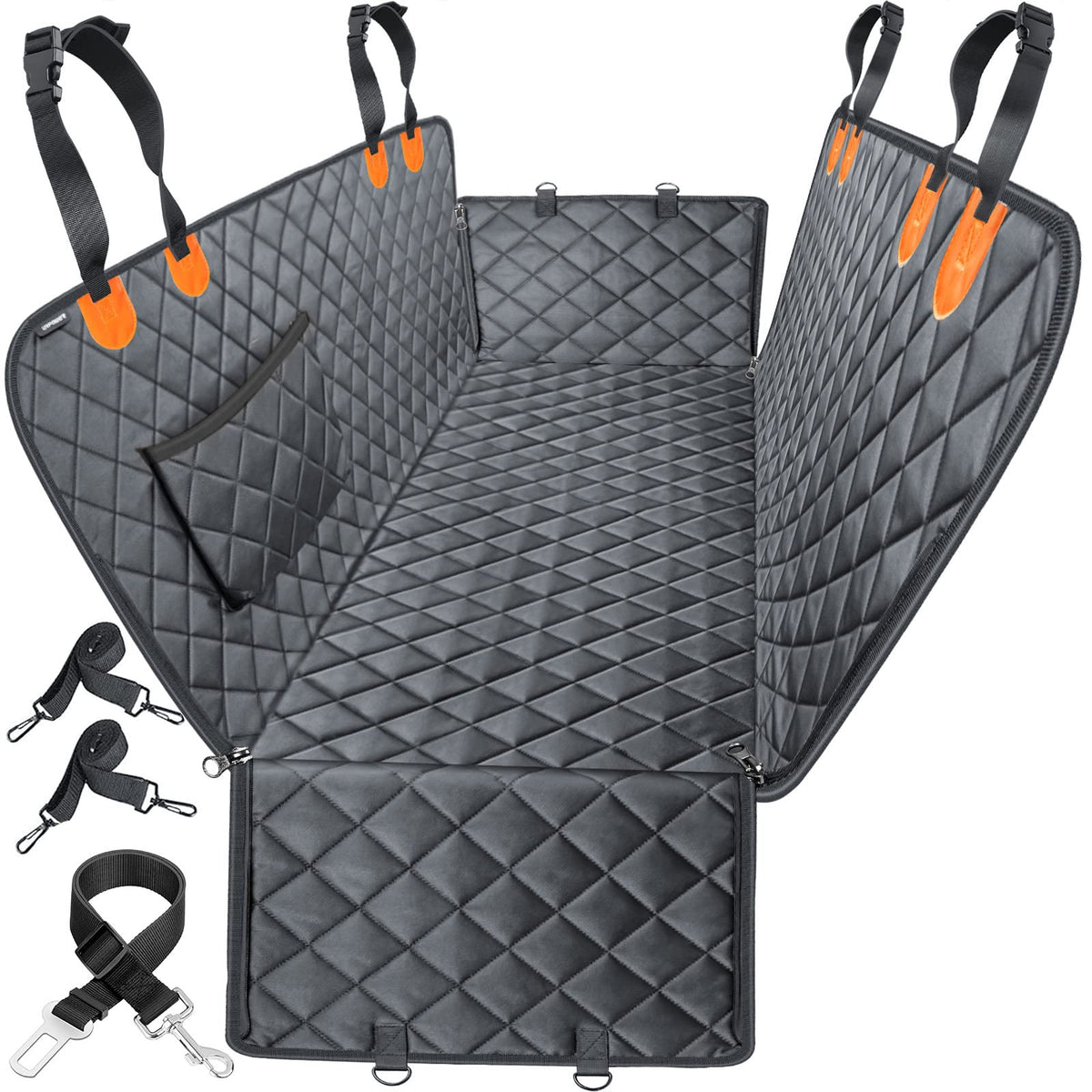 URPOWER dog seat cover hammock with side flaps protecting backseat and doors on muddy trips
