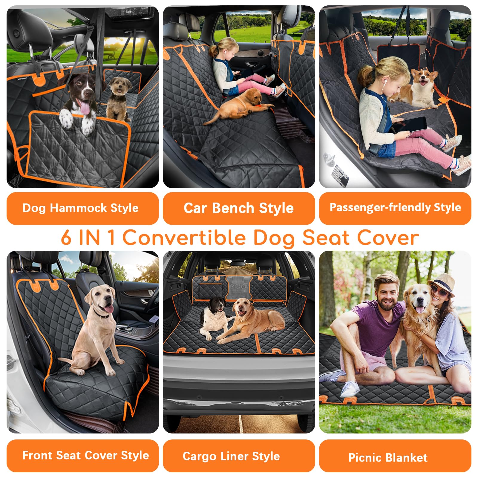 URPOWER dog seat cover with mesh window for airflow and visibility