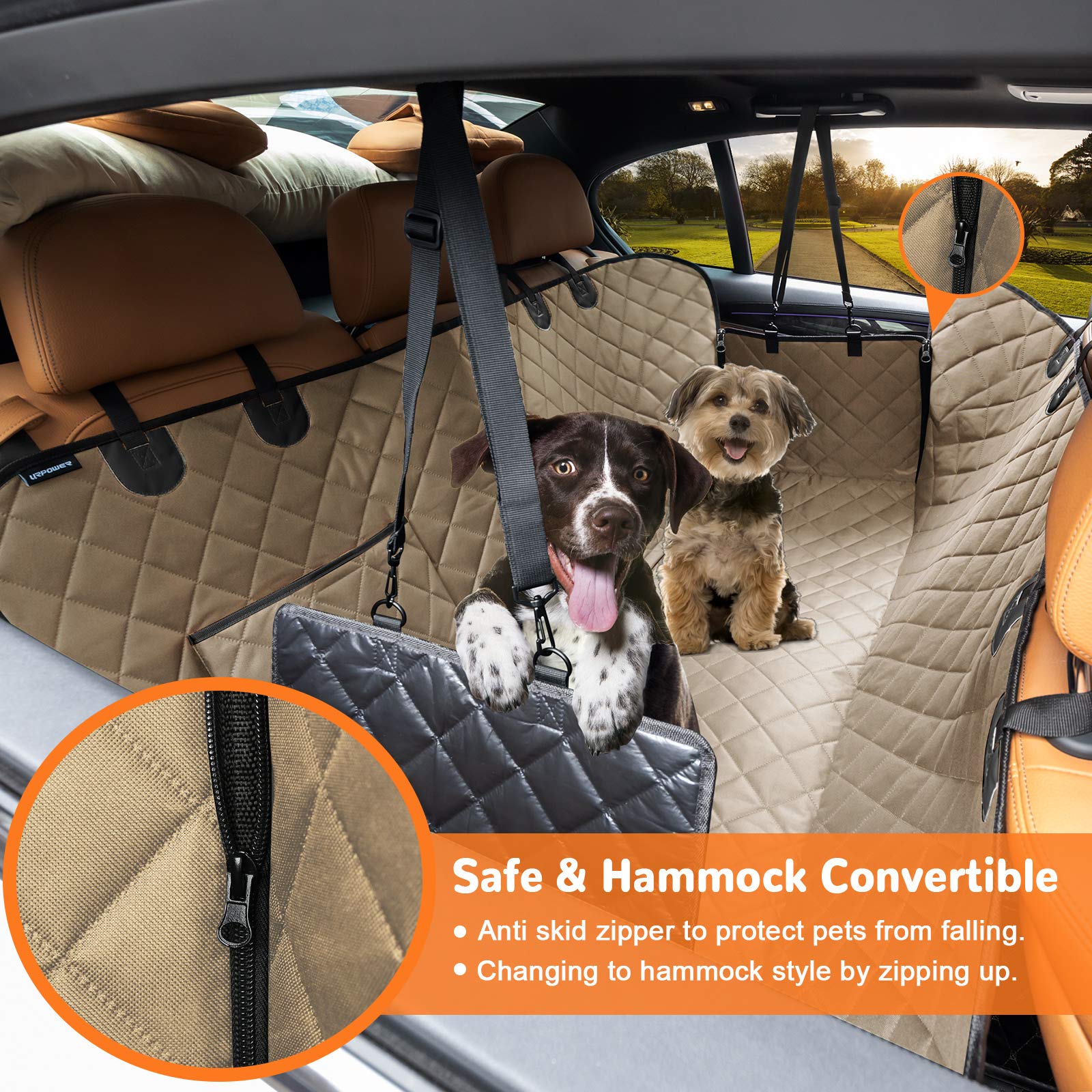 URPOWER dog seat cover side flaps shield doors and help elderly dogs enter safely.