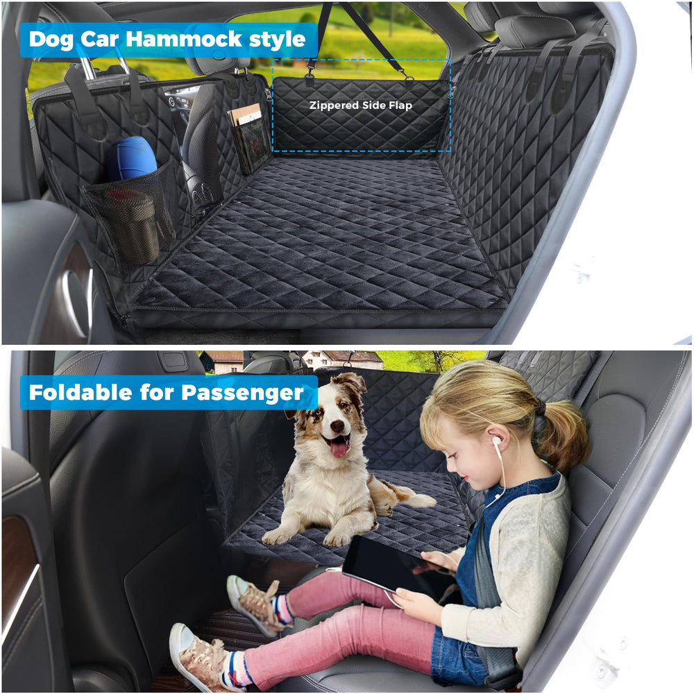 URPOWER back seat extender mesh window reduces anxiety by letting dogs see you.