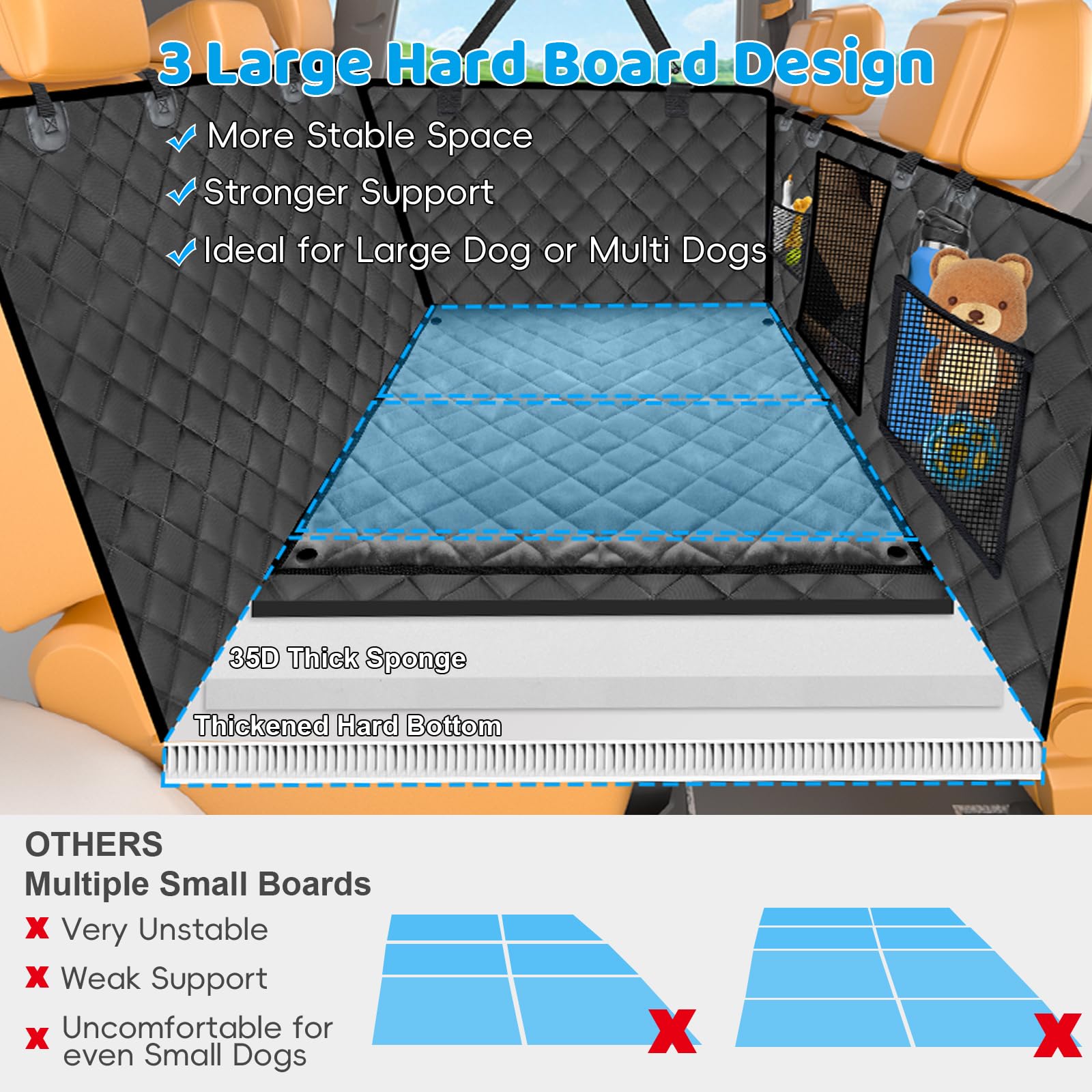 URPOWER back seat extender with storage pockets for toys and treats