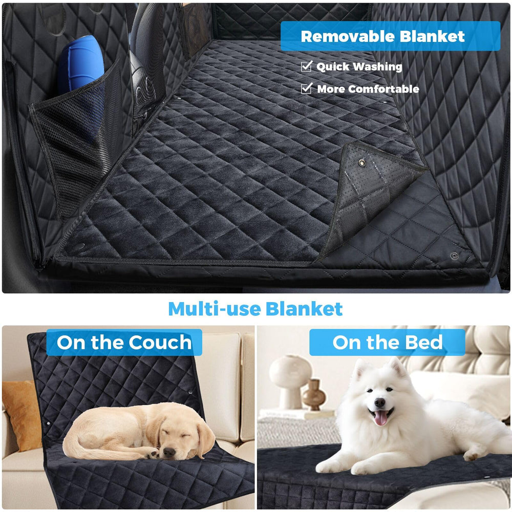 URPOWER back seat extender waterproof cover shields upholstery from mud, hair, and spills.
