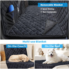 URPOWER back seat extender waterproof cover shields upholstery from mud, hair, and spills.