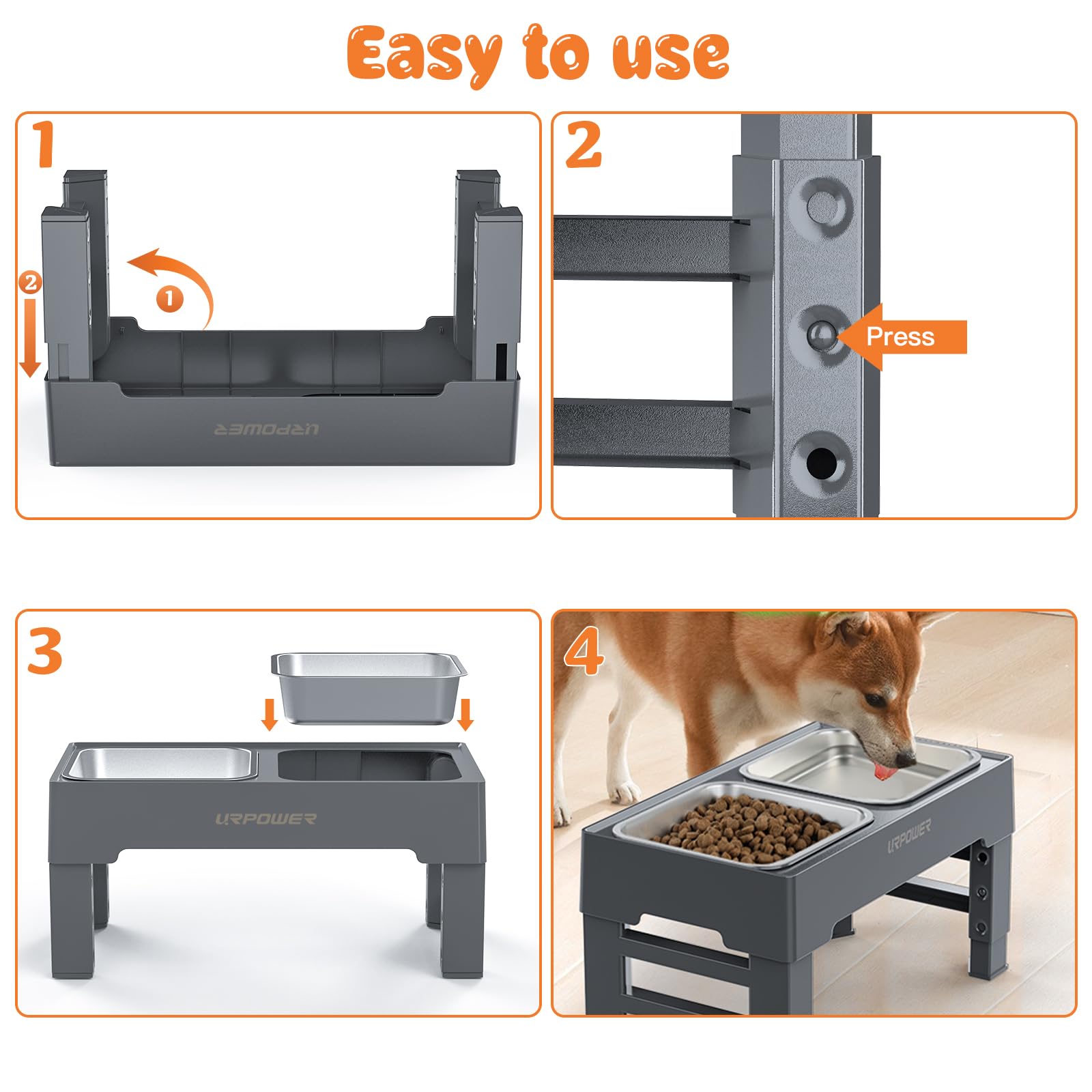 URPOWER dual bowls for food and water in a single elevated setup
