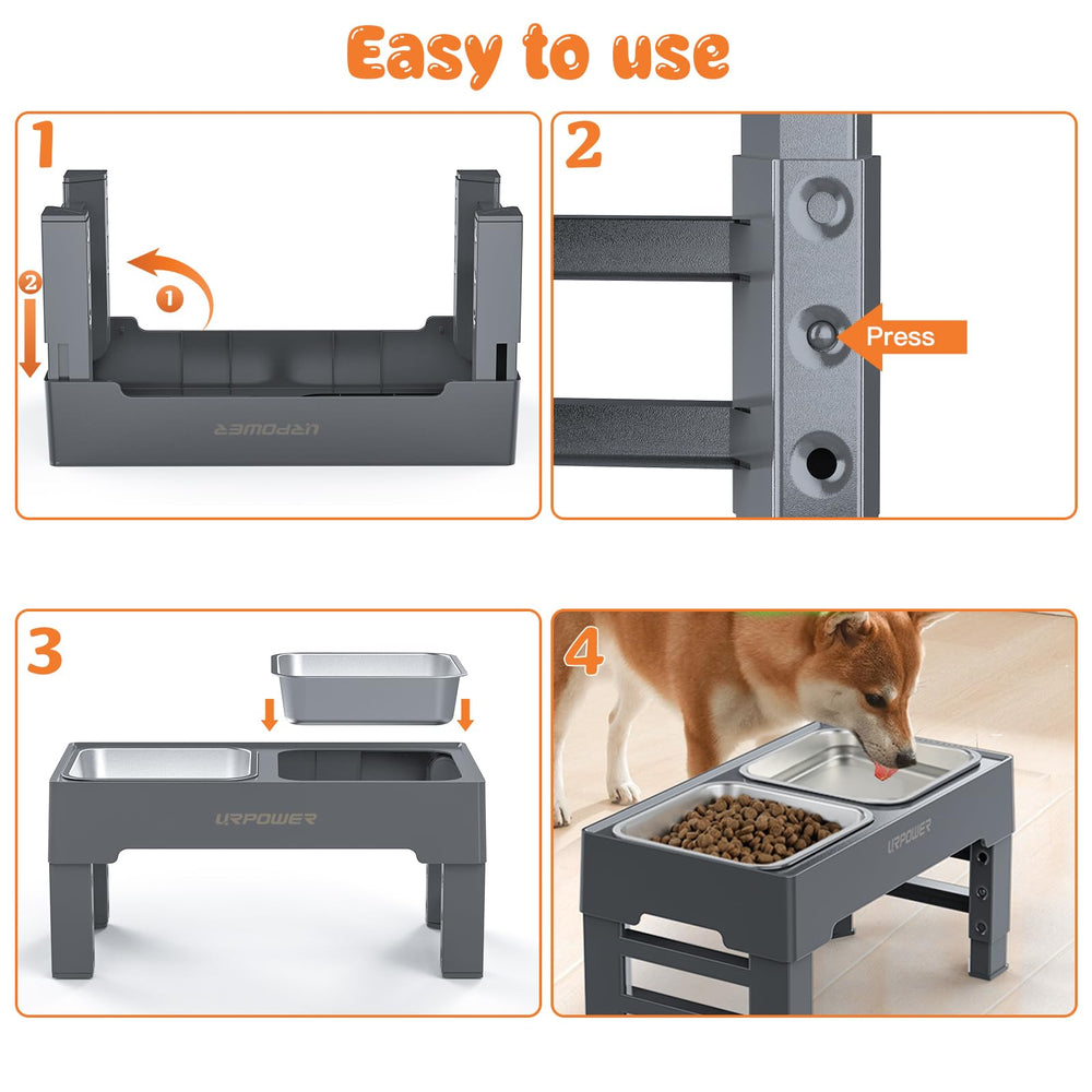 URPOWER dual bowls for food and water in a single elevated setup