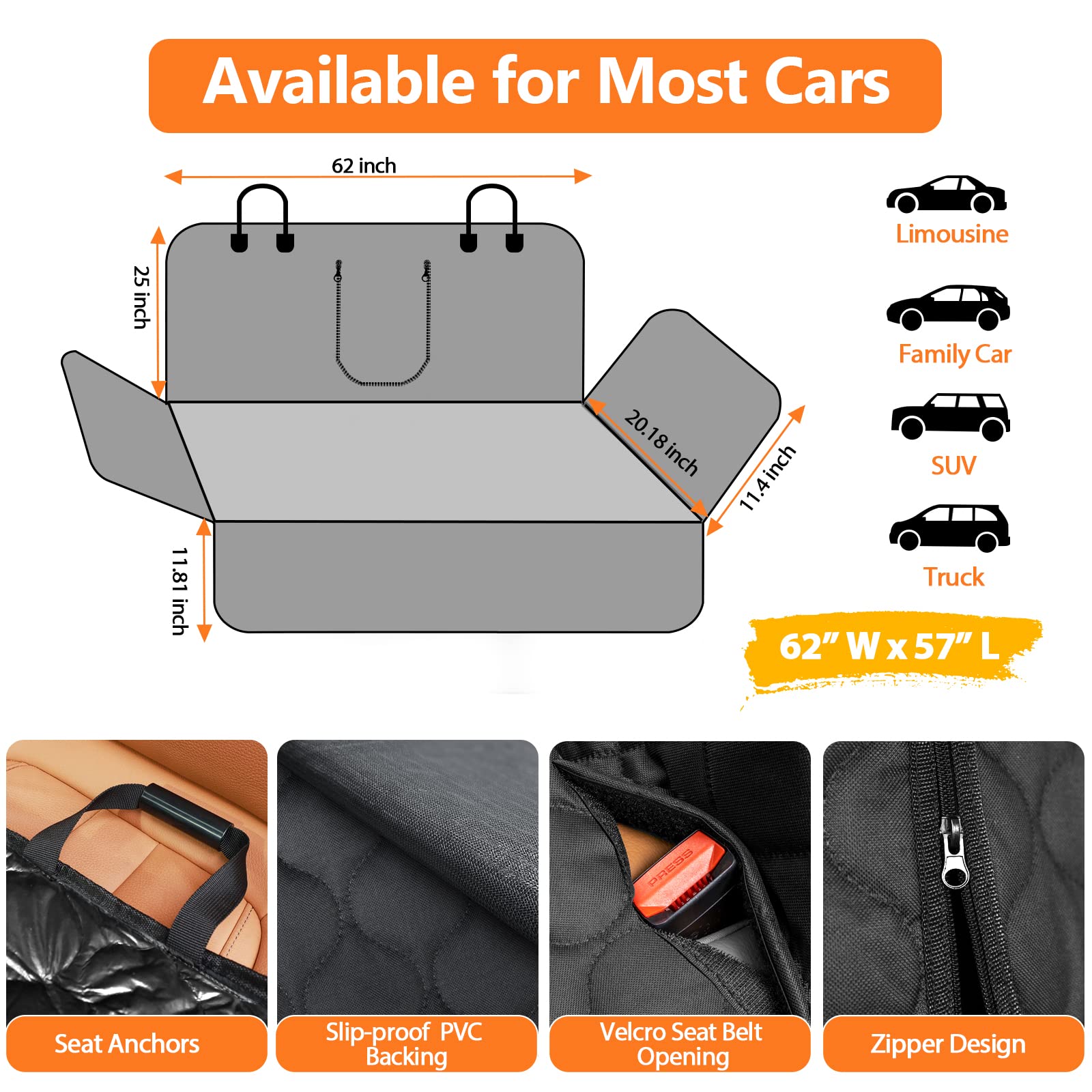 URPOWER easy install and cleaning backseat cover for quick road trips