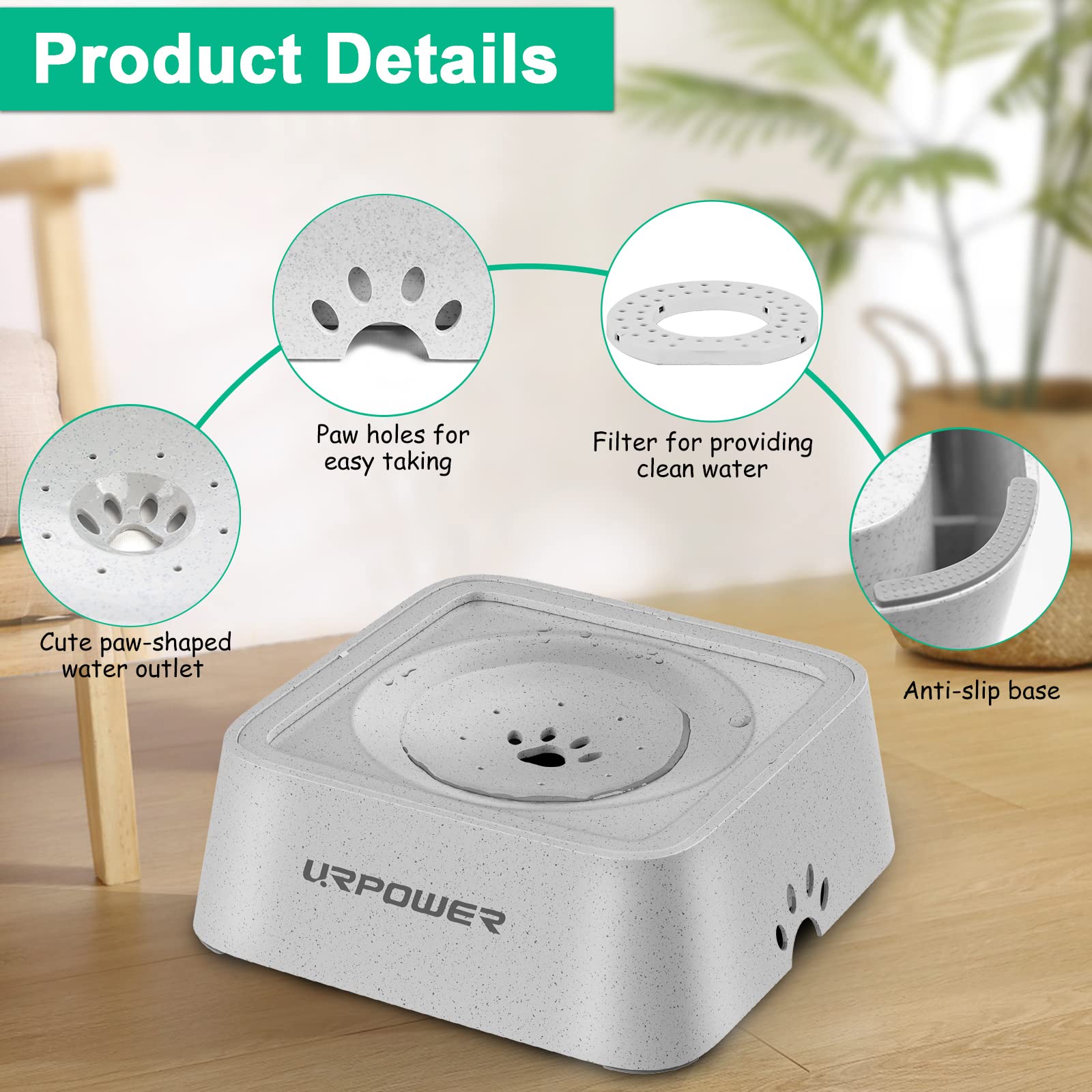 URPOWER bowl made with eco-friendly material for safe pet hydration.