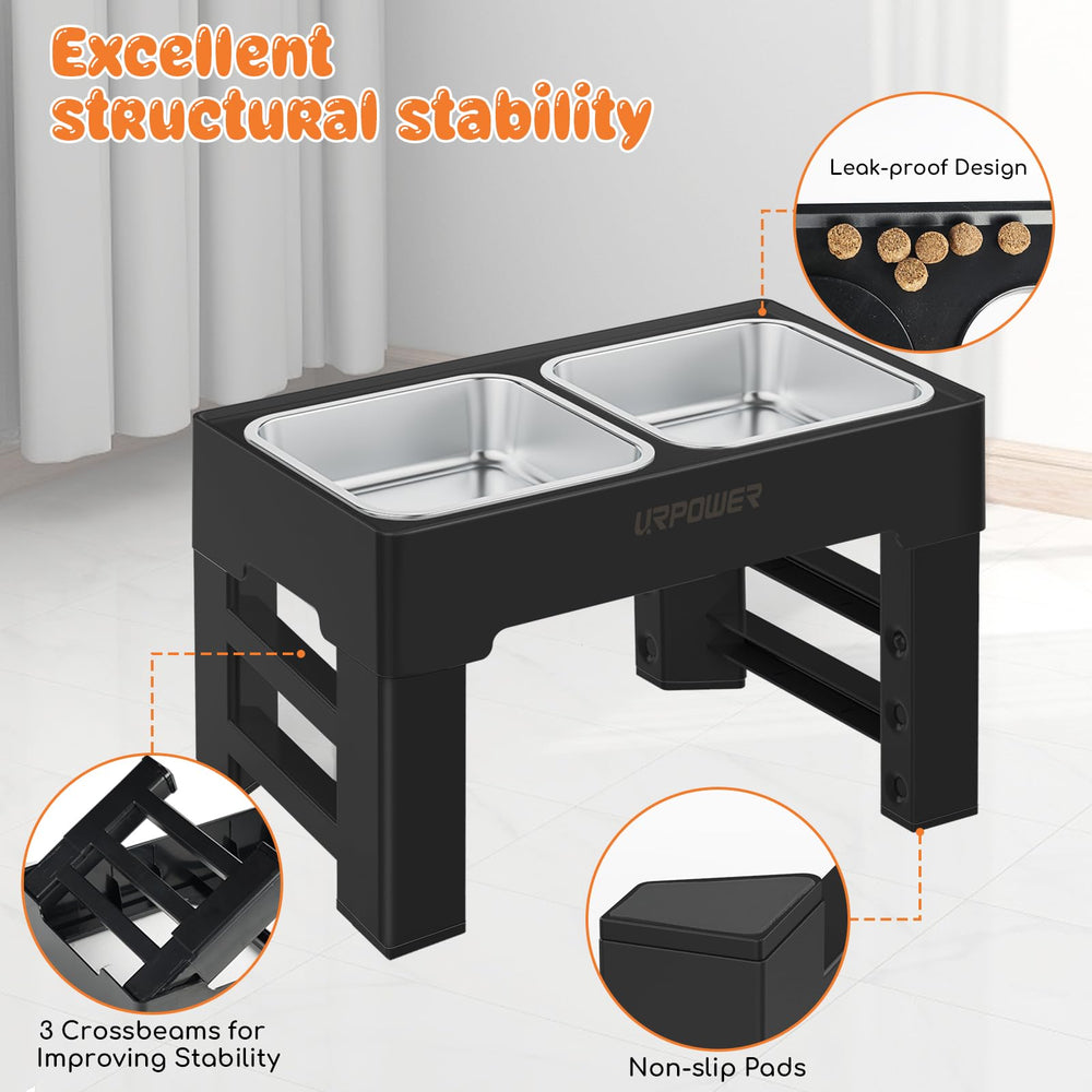 URPOWER elevated bowls anti-slip pads — prevents sliding during meals.