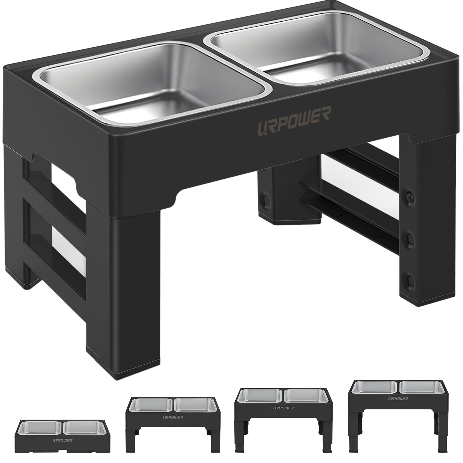 URPOWER elevated bowls stand closeup — sturdy design for daily feeding.