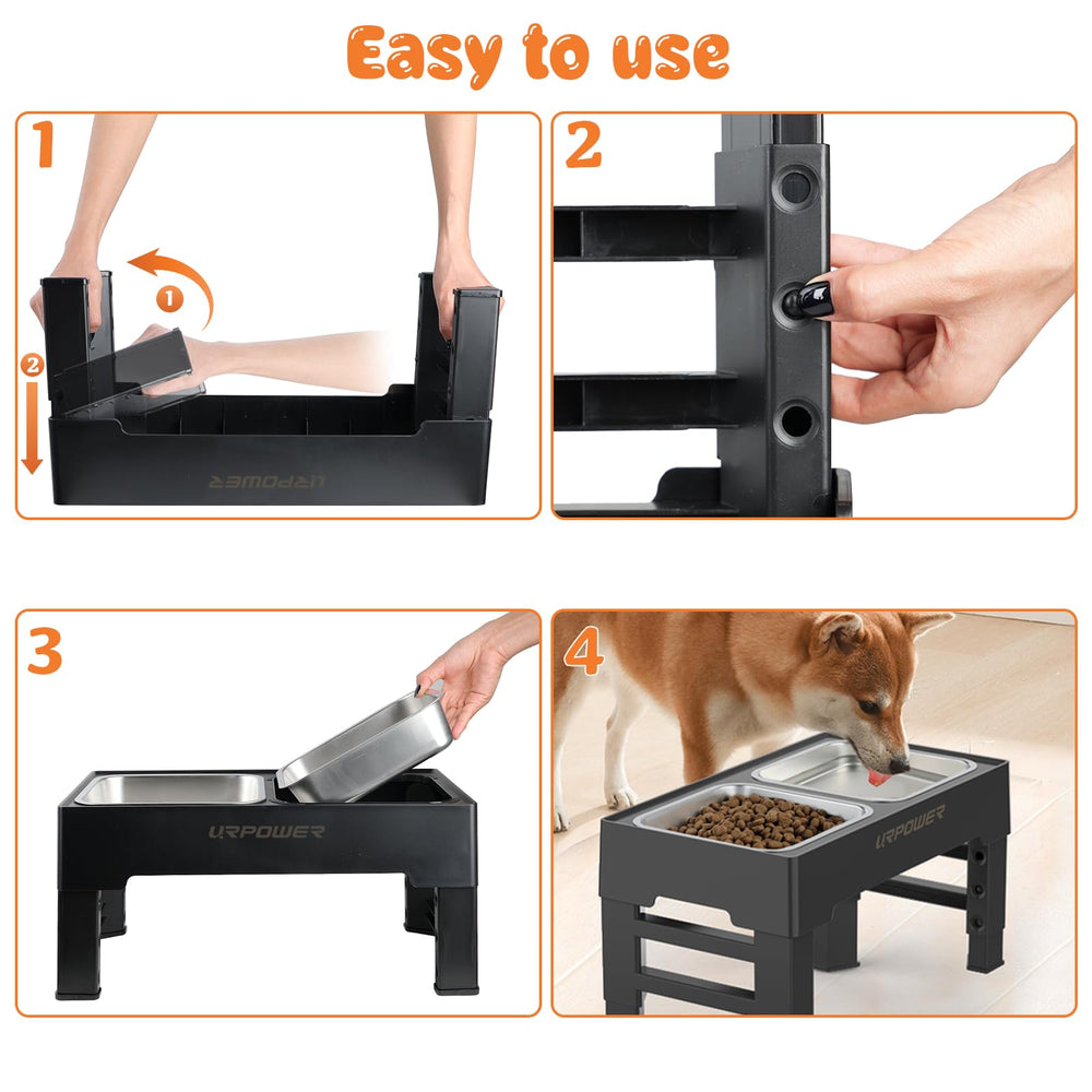 URPOWER elevated bowls stand collapsible legs — easy storage and travel.