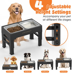 URPOWER elevated bowls stand extended height — four-height options for growing dogs.