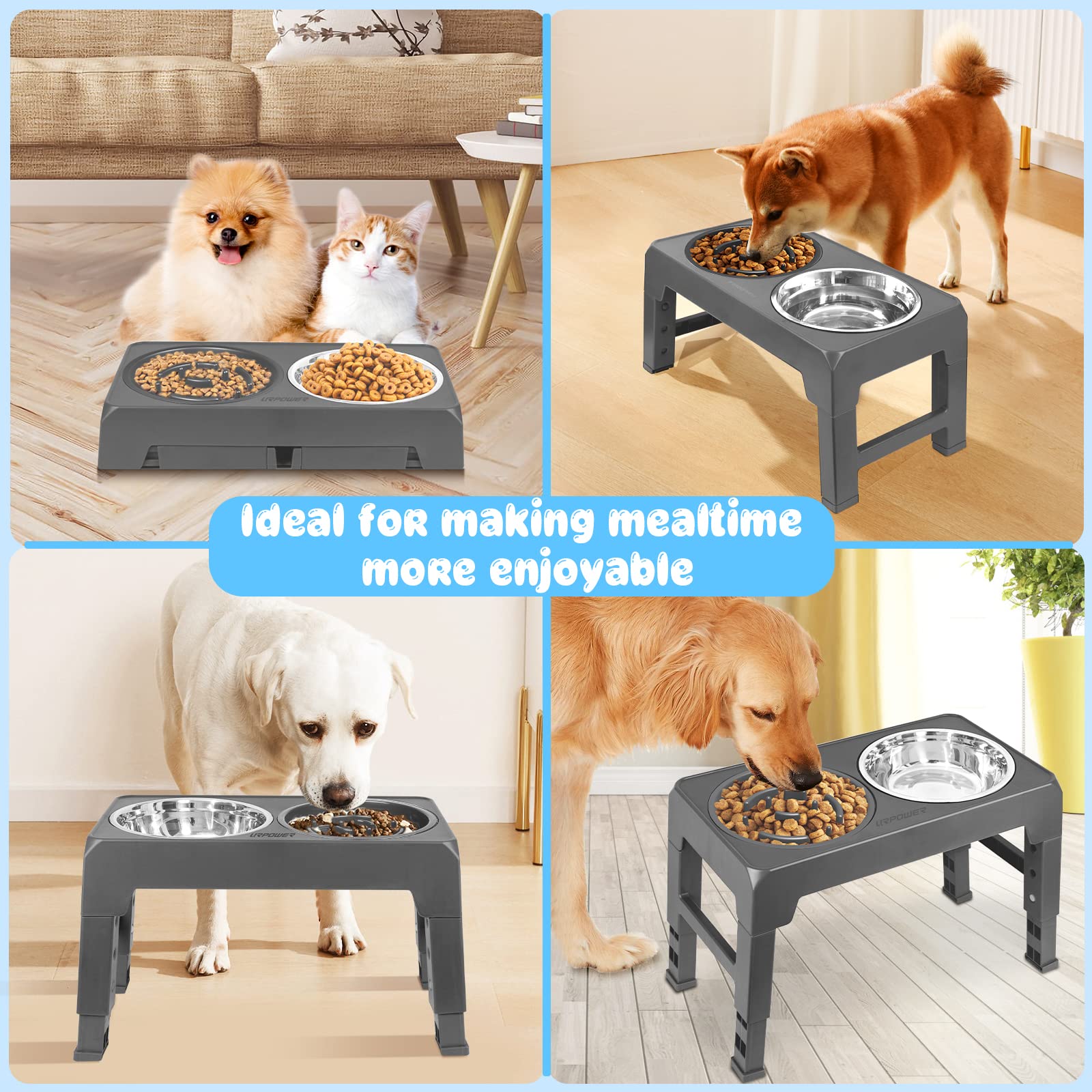 URPOWER elevated dining for dogs reduces neck strain during meals