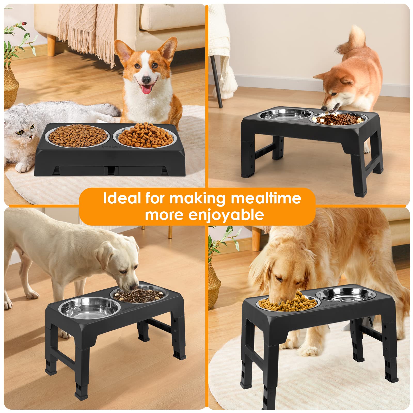 URPOWER elevated dog bowls dishwasher-safe bowls highlight easy cleanup after meals