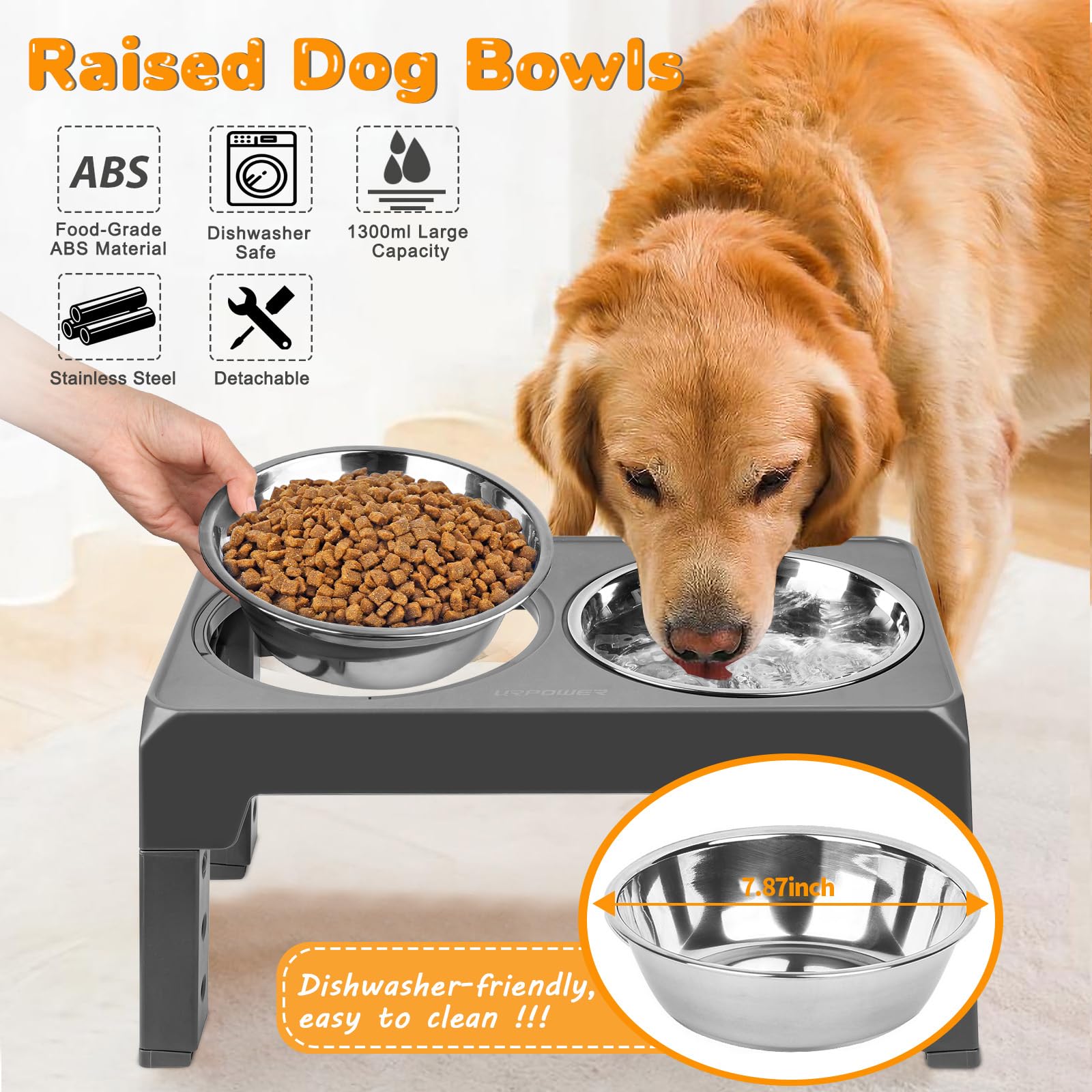 URPOWER non-slip base keeps bowls secure during meals.